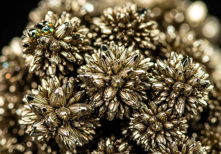 Close up of a gold christmas decoration. Selective focus.の写真素材