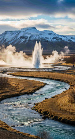 Iceland, Snaefellsjokull geyserの写真素材