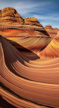 The Wave is a sandstone formation in the Vermillion Cliffs Wilderness, Arizona, United Statesの写真素材