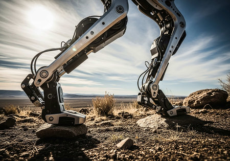 Robotic arm in the desertの写真素材