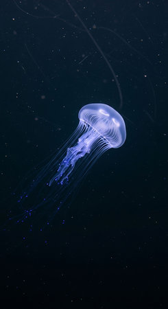 Jellyfish floating in the ocean. Jellyfish is a marine species of the genus Chrysaora.の写真素材