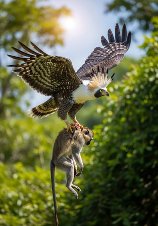 A hawk feeding on a preyの写真素材