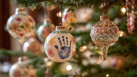 Christmas ornaments on the Christmas tree. Close-up.の写真素材