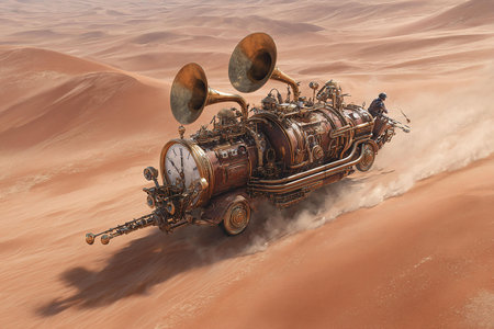3D CG rendering of gramophone in the desert