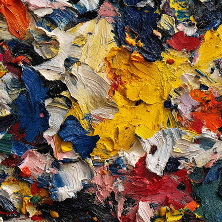 Abstract colorful oil paint background. Fragment of artwork. Texture.の写真素材