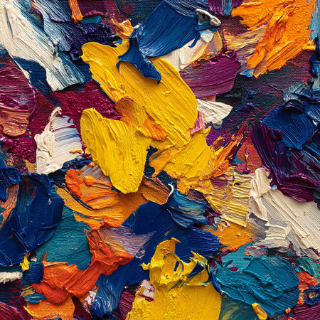 Abstract colorful oil paint background. Close up of colorful oil paint strokes.