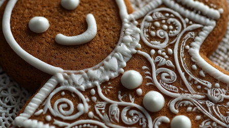 Christmas gingerbread cookies on a light background. Close-up.の写真素材