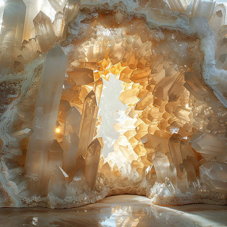 3d rendering of an ice cave in the shape of a heartの写真素材