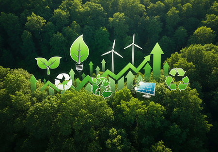 Ecology concept. Green energy and renewable energy sources. 3d rendering
