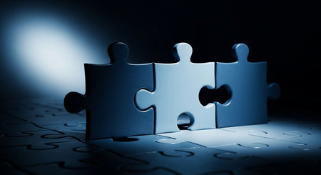 Puzzle piece on a dark background. 3d rendering image.