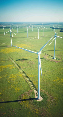Windmills for electric power production, Zaragoza Province, Aragon, Spain.の写真素材
