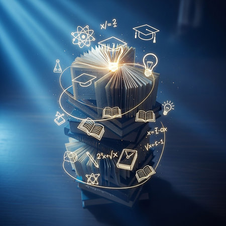 Books and light bulb on dark background. Education concept. 3D Renderingの写真素材