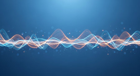 Abstract blue background with dynamic waves. Futuristic technology style. Vector illustration.
