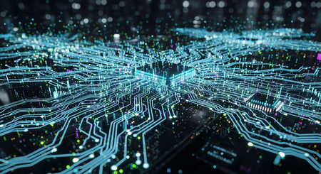 Circuit board futuristic technology background. 3d rendering, 3d illustration.