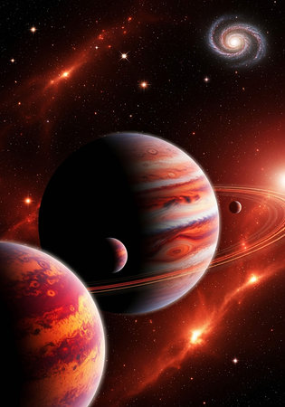 Planets and galaxies in space showing the beauty of space exploration.