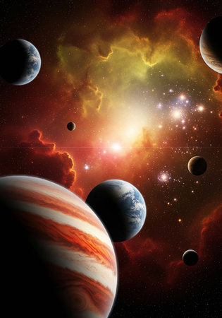 Planets and galaxy in space. Elements of this image furnished by NASA