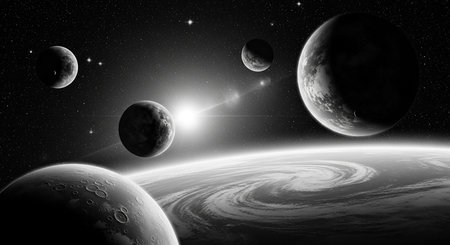 Planets and galaxy, science fiction wallpaper. Beauty of deep space. Billions of galaxies in the...