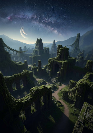 Fantasy alien planet. 3D render. Fantasy landscape. Fairy tale.の写真素材