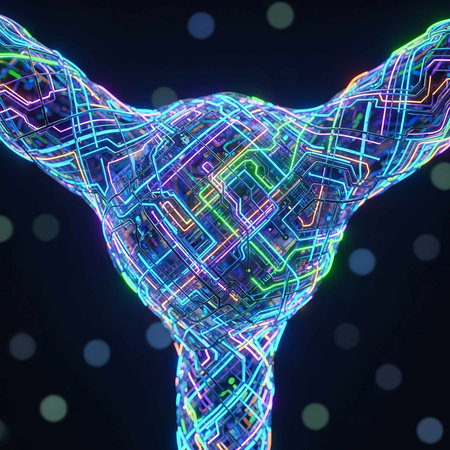 3d illustration of a human body made of multicolored neon lights