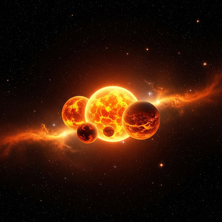 Solar system with planets and stars. Solar system. 3D renderingの写真素材