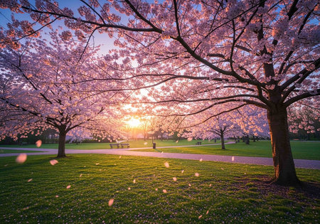 Cherry blossoms in full bloom in Washington DC, USA.の写真素材