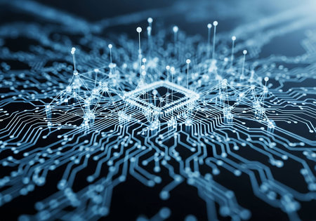 Circuit board futuristic technology background. 3d rendering toned imageの写真素材