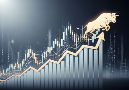 Stock market or forex trading graph and candlestick chart suitable for financial investment conceptの写真素材