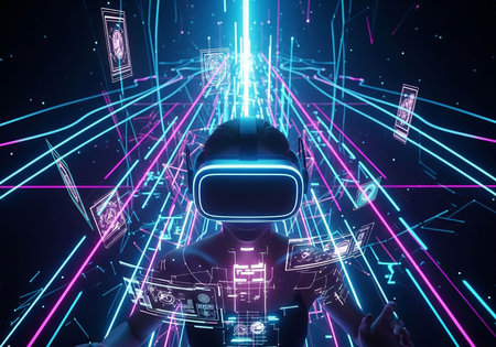 Abstract technology background with circuit board and glowing particles. 3d rendering