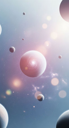 Futuristic abstract space background with planets, stars and nebula.の写真素材