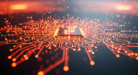 3D rendering of abstract technology background with circuit board. Network conceptの写真素材