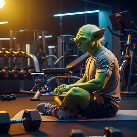 Fitness and healthy lifestyle concept. Person in the gym.の写真素材