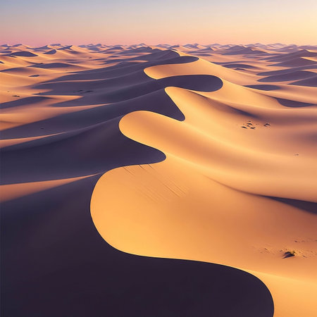 Sand dunes in the Sahara desert. Sunset.の写真素材