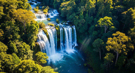Aerial view of the famous Plitvice Lakes National Park in Croatia