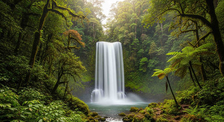 Waterfall in the rainforest of Doi Inthanon National Park, Chiang Mai, Thailandの写真素材