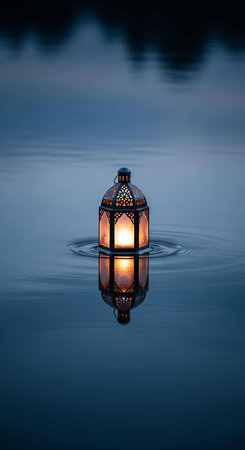 Lantern reflected in the water.の写真素材