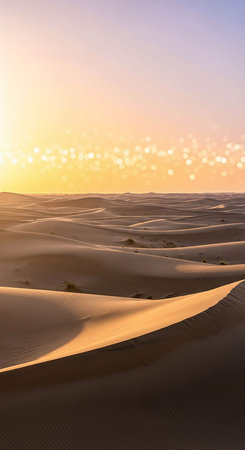 Sunset over the sand dunes of the Sahara desert in Moroccoの写真素材