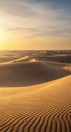 Sand dunes in the Sahara desert at sunset, Merzougaの写真素材