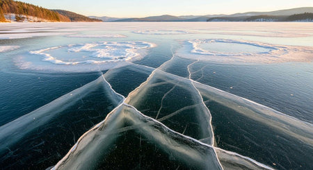 Ice hummocks on Lake Baikal in winter, Siberia, Russia