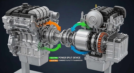 3D illustration of a car engine in a 3D design.