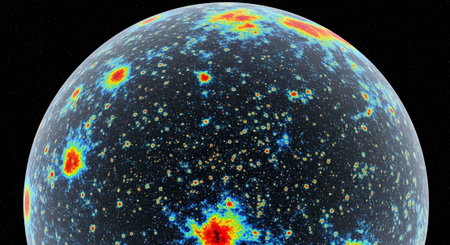 3D render of a planet in outer space with multicolor cells