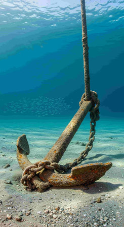 Anchor on the seabed in the Red Sea.