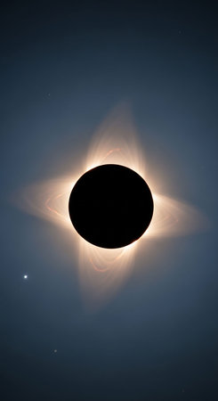 Solar eclipse in the night sky. Solar eclipse in the night sky.の写真素材