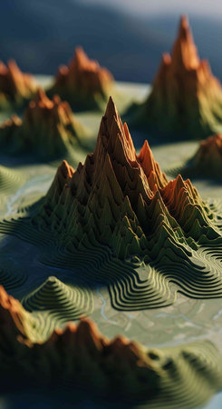 3D illustration of abstract fractal for creative design looks like mountainsの写真素材