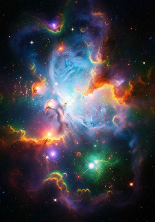 Nebula and galaxies in space.