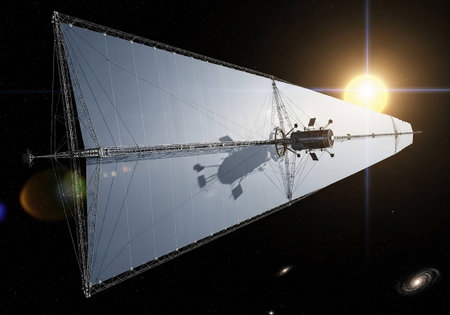 Satellite in space. 3D rendering. Elements of this image furnished by NASAの写真素材