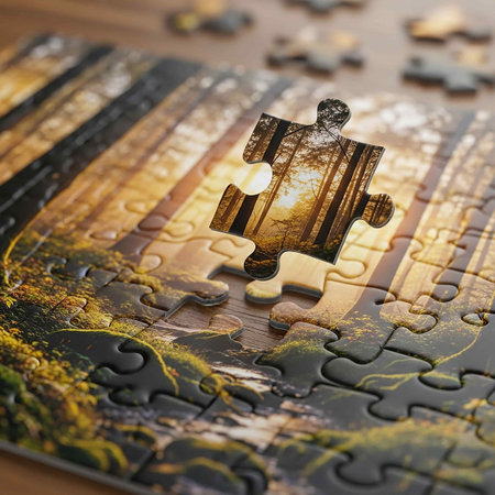 Puzzle piece with missing piece of jigsaw puzzle, business conceptの写真素材