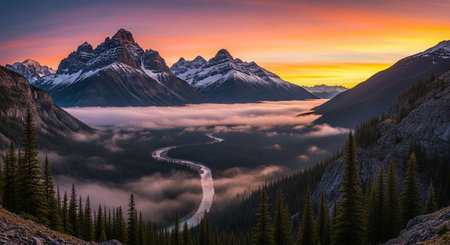 Sunrise in Banff National Park, Canadian Rockies, Alberta, Canada
