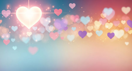 Abstract background with hearts and lights. Valentines day. Vector illustration.