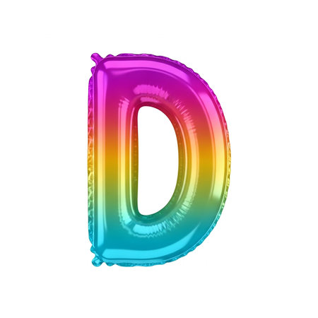 letter D in rainbow colors isolated on white background, 3d renderの写真素材