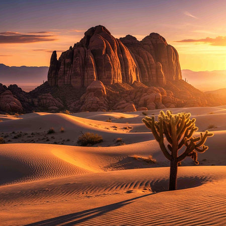 Sunset in Joshua Tree National Park, California, United States.の写真素材